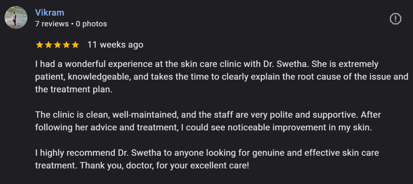 Patient review screenshot from harsa kondapali